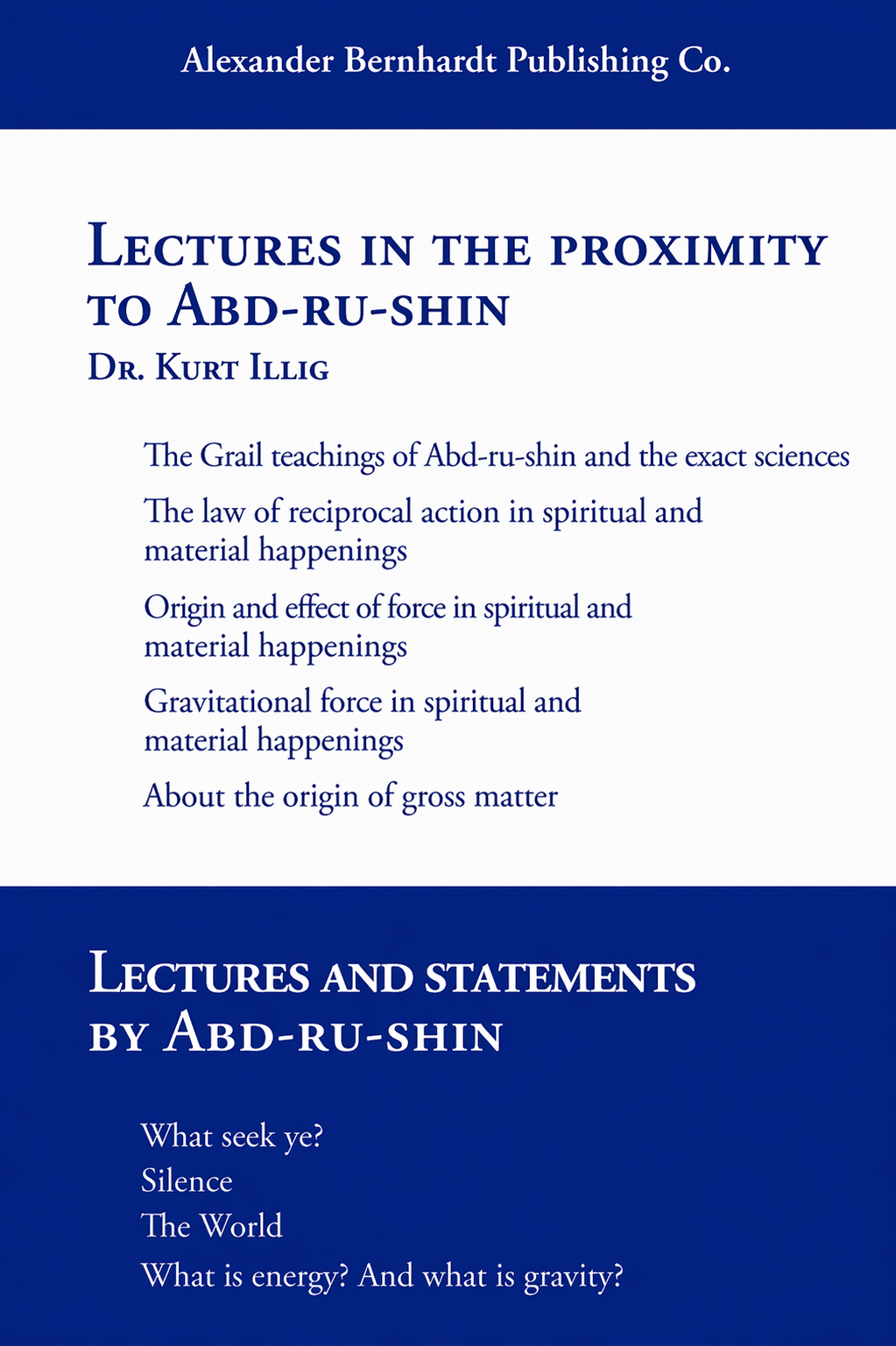 Lectures in the Proximity to Abd-ru-shin book cover